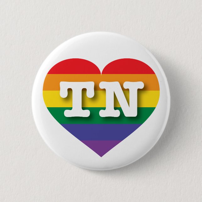 I Liebe Tennessee Gay Pride Regenbogenherz Button (Vorderseite)