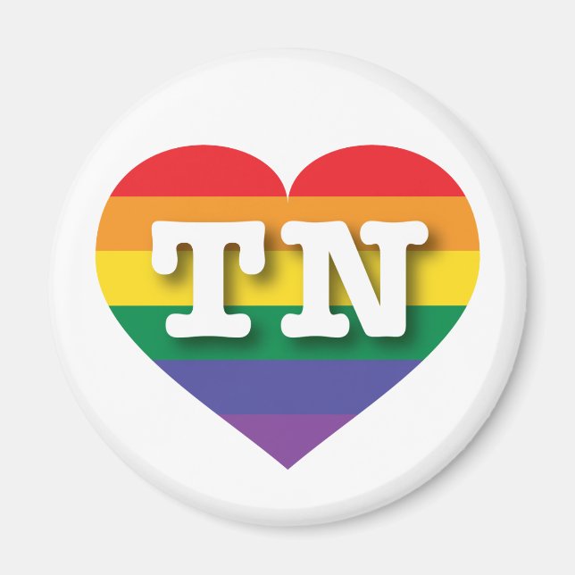 I Liebe Tennessee Gay Pride Regenbogenherz Magnet (Vorne)