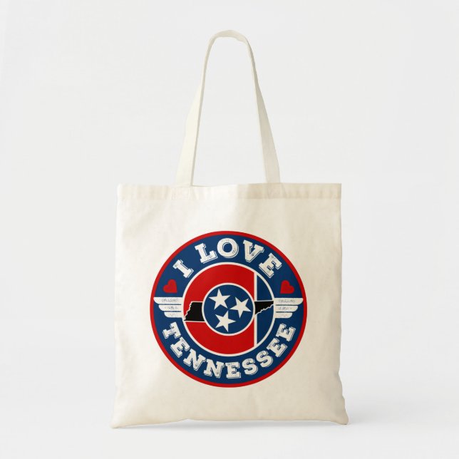 I Liebe Tennessee Staatsflagge und Karte Tragetasche (Vorne)