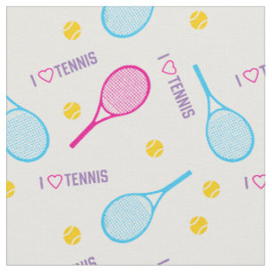 I Liebe Tennis auf Weiß 1 Stoff