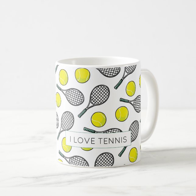I LIEBE TENNIS Balls Racquets Chic Sports Fun Kaffeetasse (VorderseiteRechts)