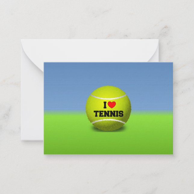 I Liebe Tennis - farbenfrohe Gestaltung Mitteilungskarte (Vorderseite)