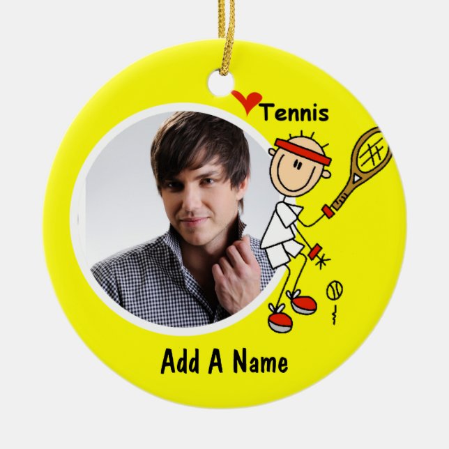 I Liebe Tennis Foto Keepake Ornament (Vorne)