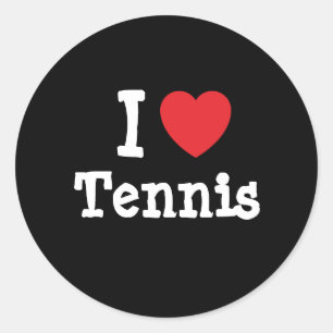 I Liebe Tennis Herz Brauch personalisiert Runder Aufkleber