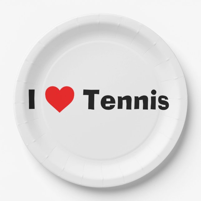 I Liebe Tennis Pappteller (Vorderseite)