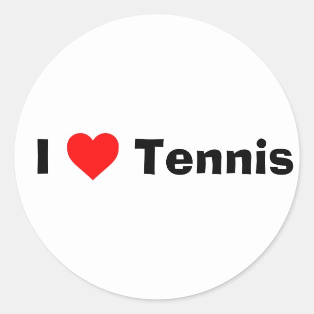 I Liebe Tennis Runder Aufkleber (Vorderseite)