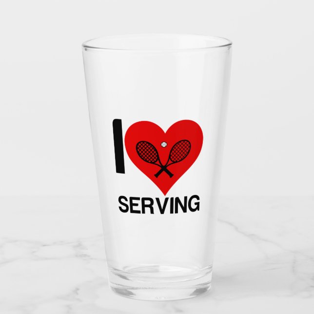 I LIEBE TENNIS SERVING GLAS (Vorderseite)