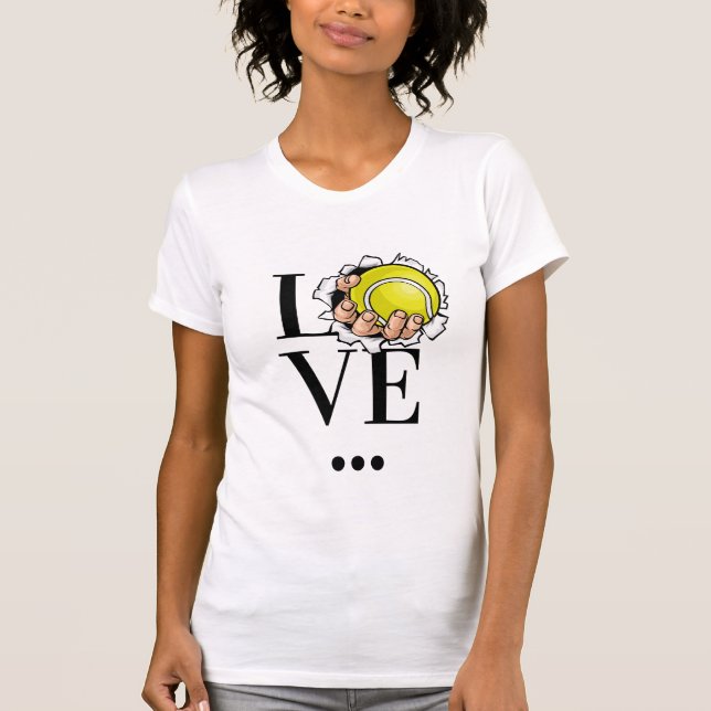 I Liebe Tennis Sportleidenschaft Hobby Gelber Ball T-Shirt (Vorderseite)