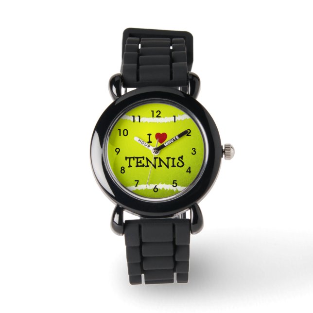 I Liebe Tennis - Tennisball Armbanduhr (Vorderseite)
