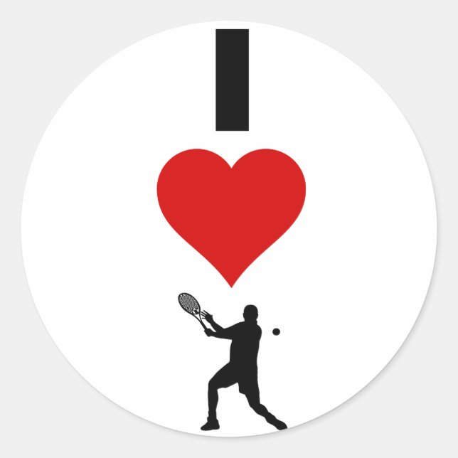 I Liebe Tennis Vertikal (männlich) Runder Aufkleber (Vorderseite)