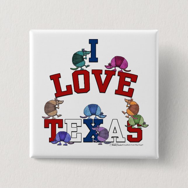 I Liebe Texas-Colorful Armadillos Button (Vorderseite)