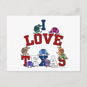 I Liebe Texas-Colorful Armadillos Postkarte