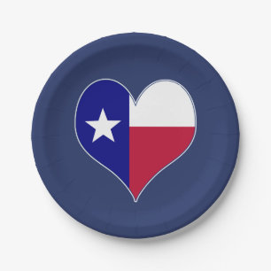 I Liebe-Texas-Flaggen-Herz Pappteller