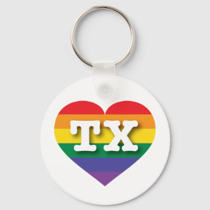 I Liebe Texas Rainbow Heart Schlüsselanhänger