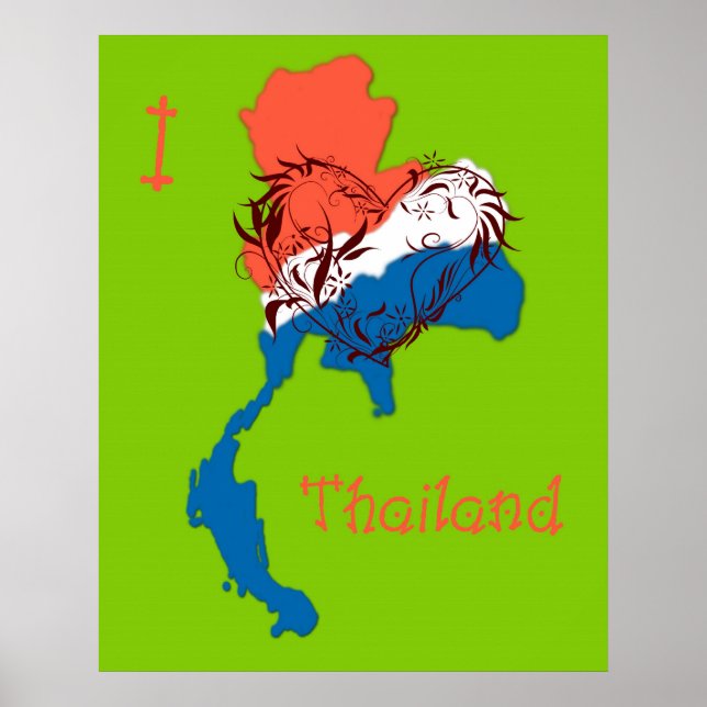 I Liebe Thailand Poster Green (Vorne)
