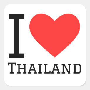 I Liebe Thailand Quadratischer Aufkleber