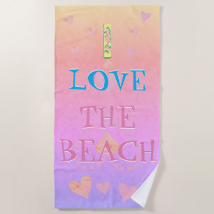 "I Liebe the beach" Sonnenaufgang & Herz Strandtuch