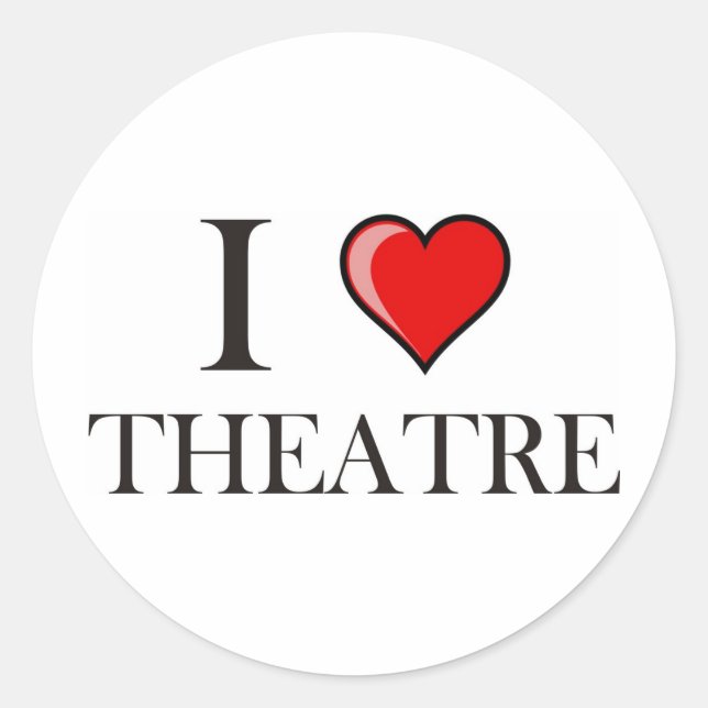 I Liebe Theater Runder Aufkleber (Vorderseite)