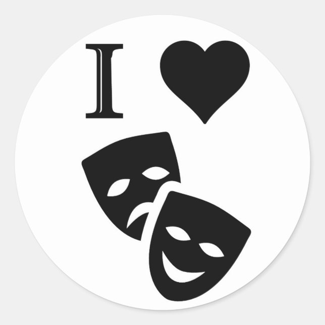 I Liebe Theater Runder Aufkleber (Vorderseite)