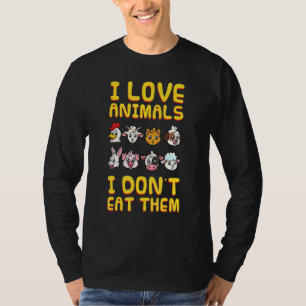 I Liebe Tiere ich nicht essen sie Vegan Vegetarian T-Shirt