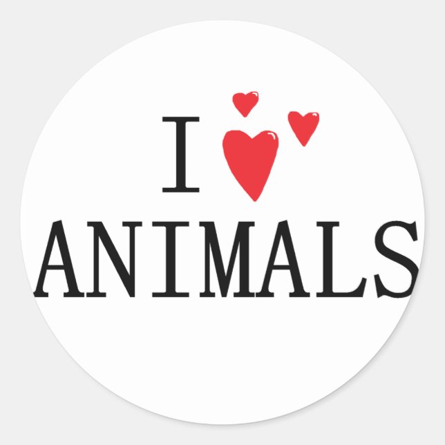 I Liebe Tiere Runder Aufkleber (Vorderseite)