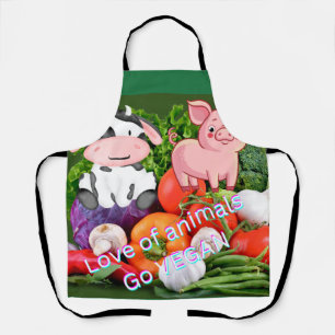 I Liebe Tiere vegane Männer Schürze