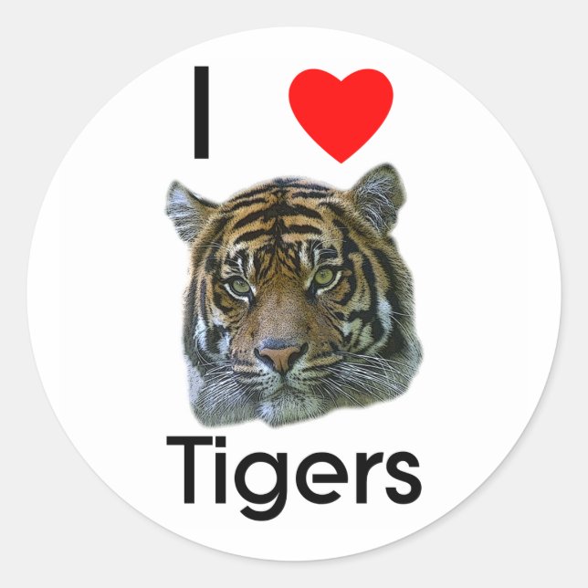 I Liebe Tiger Aufkleber (Vorderseite)