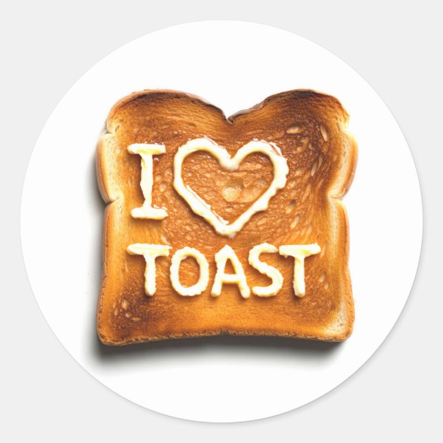 I Liebe Toast Runder Aufkleber (Vorderseite)