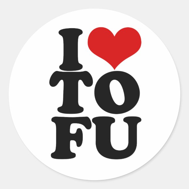 I Liebe Tofu Funny Veganer Spaß Runder Aufkleber (Vorderseite)