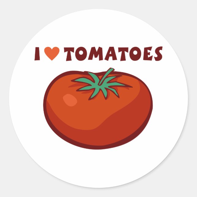 I Liebe Tomaten Runder Aufkleber (Vorderseite)