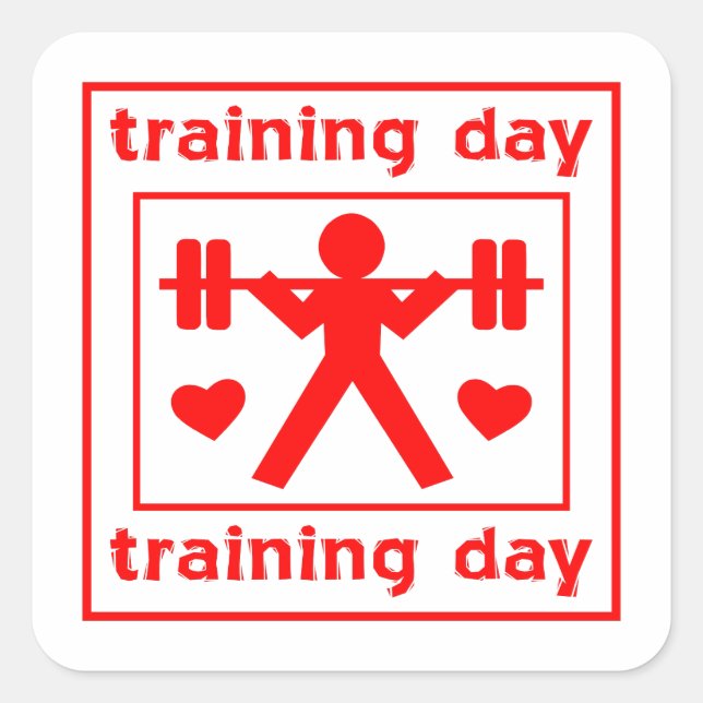 I Liebe Training Day Quadratischer Aufkleber (Vorderseite)