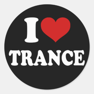 I LIEBE TRANCE RUNDER AUFKLEBER