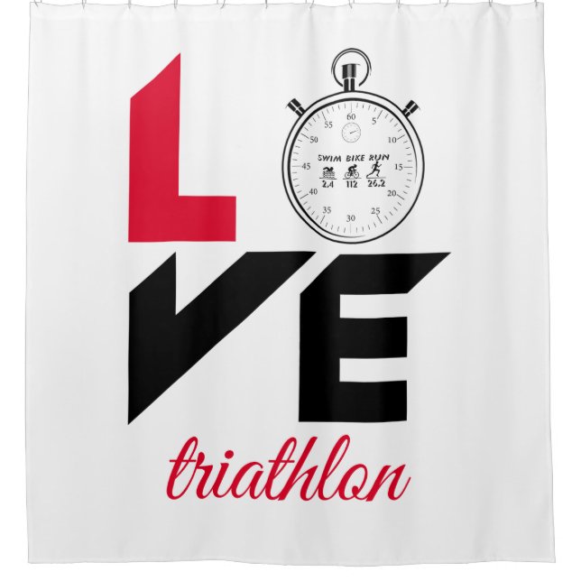I Liebe Triathlon Duschvorhang (Vorderseite)