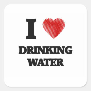 I Liebe Trinkwasser Quadratischer Aufkleber
