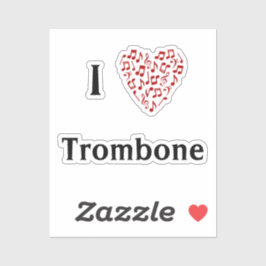 I Liebe Trombone Rotes Herz Musiknoten Vinyl Aufkleber