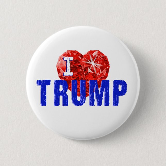 I Liebe Trump Herz Rot Weiß und Blau Button (Vorderseite)