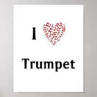I Liebe Trumpet Red Heart of Musiknotens