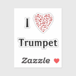 I Liebe Trumpet Red Heart of Musiknotens Vinyl Aufkleber