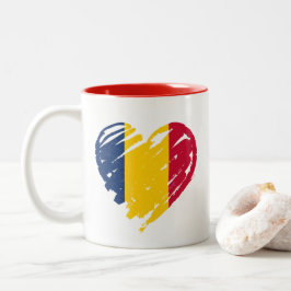 I Liebe Tschad - Chadian Flag Herz Zweifarbige Tasse
