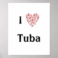 I Liebe Tuba Rotes Herz Musiknoten