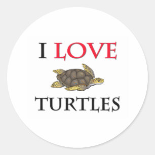 I Liebe Turtles Runder Aufkleber