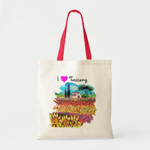 I LIEBE TUSKAN UND SONNENBLUMEN TRAGETASCHE