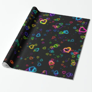 I Liebe U - glückliches Neon Geschenkpapier