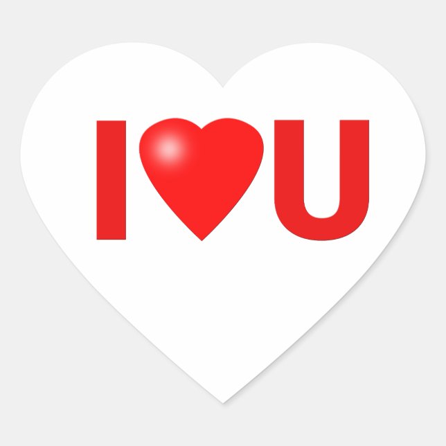 I LIEBE U Herz-Aufkleber (Vorderseite)