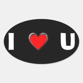 I LIEBE U "HERZ" OVALER AUFKLEBER