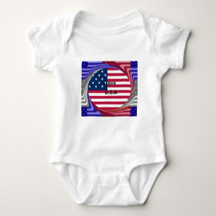 I Liebe U.S.A. Swirl: Patriotische Herzkunst Print Baby Strampler