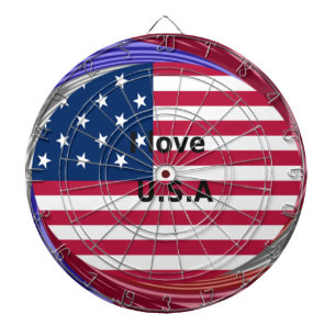 I Liebe U.S.A. Swirl: Patriotische Herzkunst Print Dartscheibe
