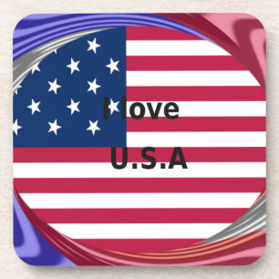 I Liebe U.S.A. Swirl: Patriotische Herzkunst Print Getränkeuntersetzer