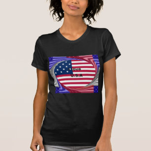 I Liebe U.S.A. Swirl: Patriotische Herzkunst Print T-Shirt