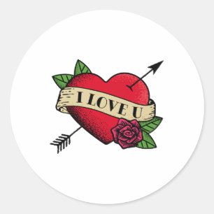 I Liebe U Tattoo Premium _1 Runder Aufkleber
